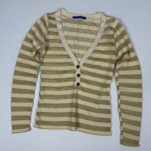 Beige striped tight fit long sleeves top (S/M)