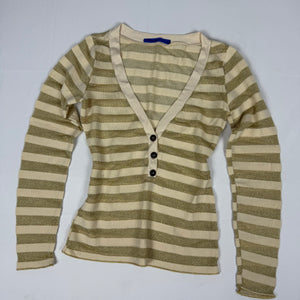 Beige striped tight fit long sleeves top (S/M)