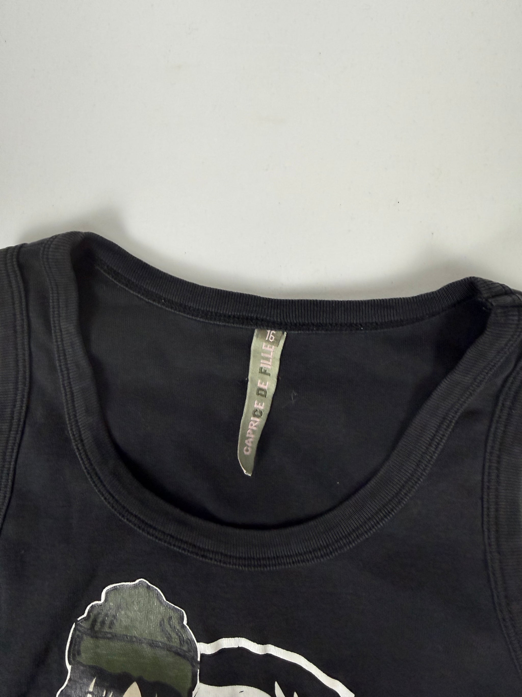 Black graphic tank top (S)