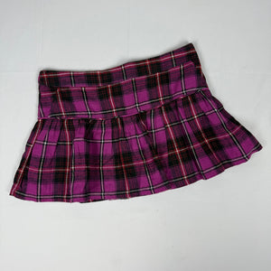 Purple low rise check print pleated mini skirt (M)