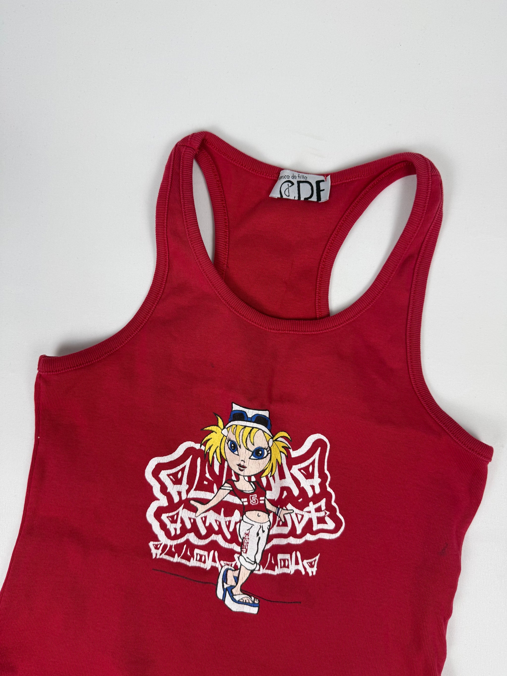 Red graphic tank top (S)