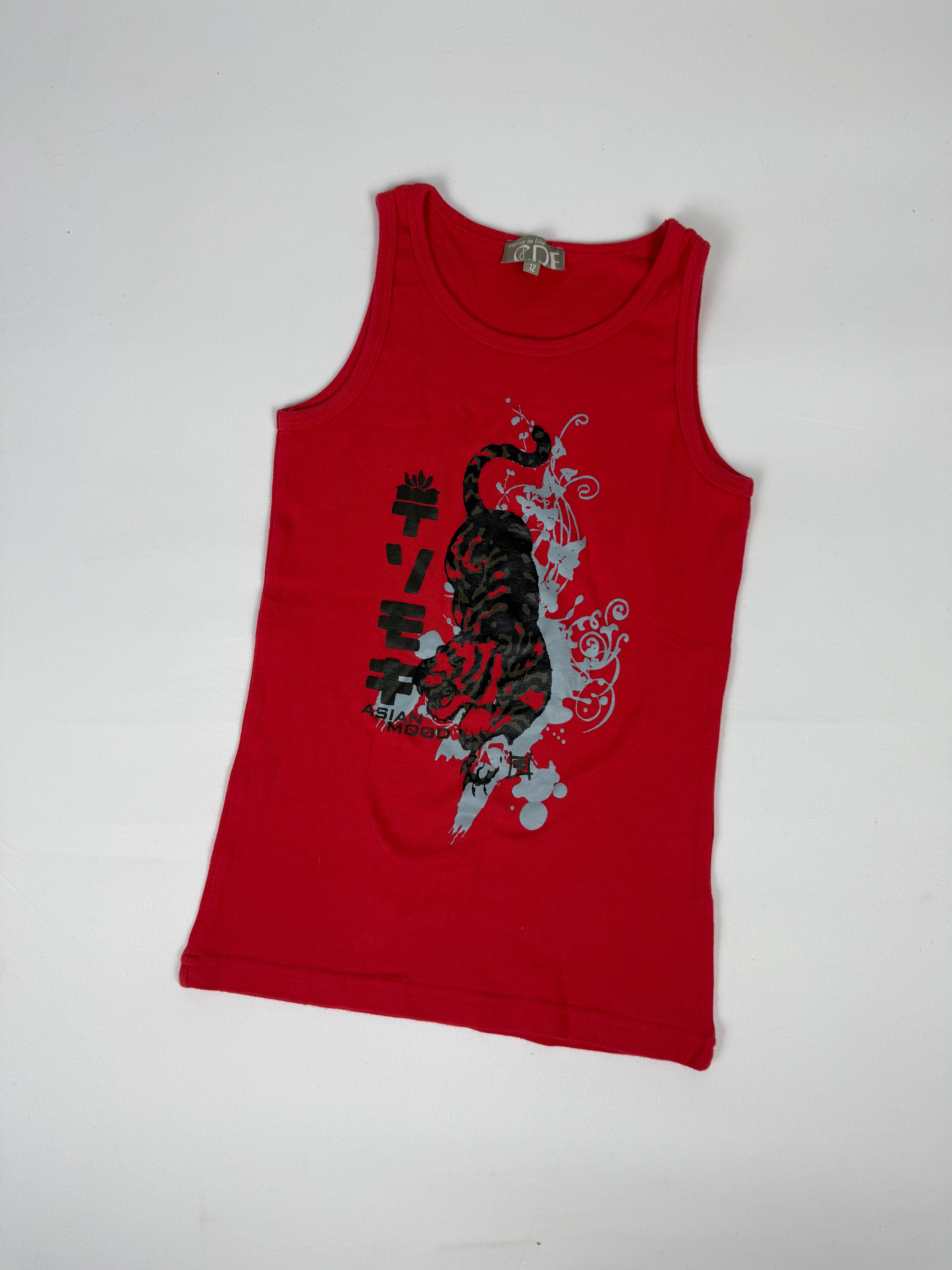 Red graphic top (S)