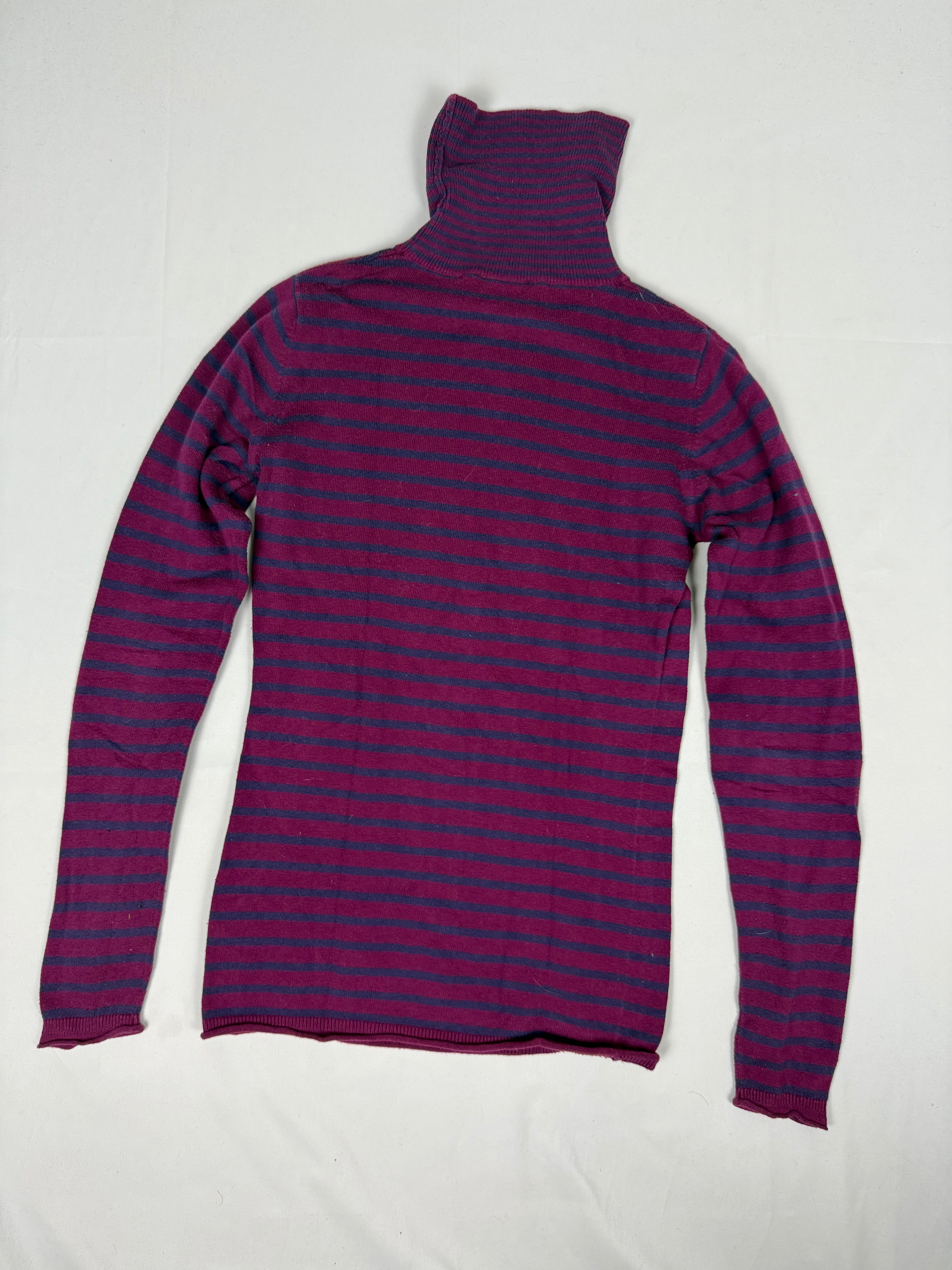 Pink striped turtleneck jumper (S)
