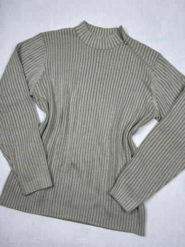 Beige zip ribbed jumper (XXL)