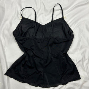 Black silky babydoll cami top (L)