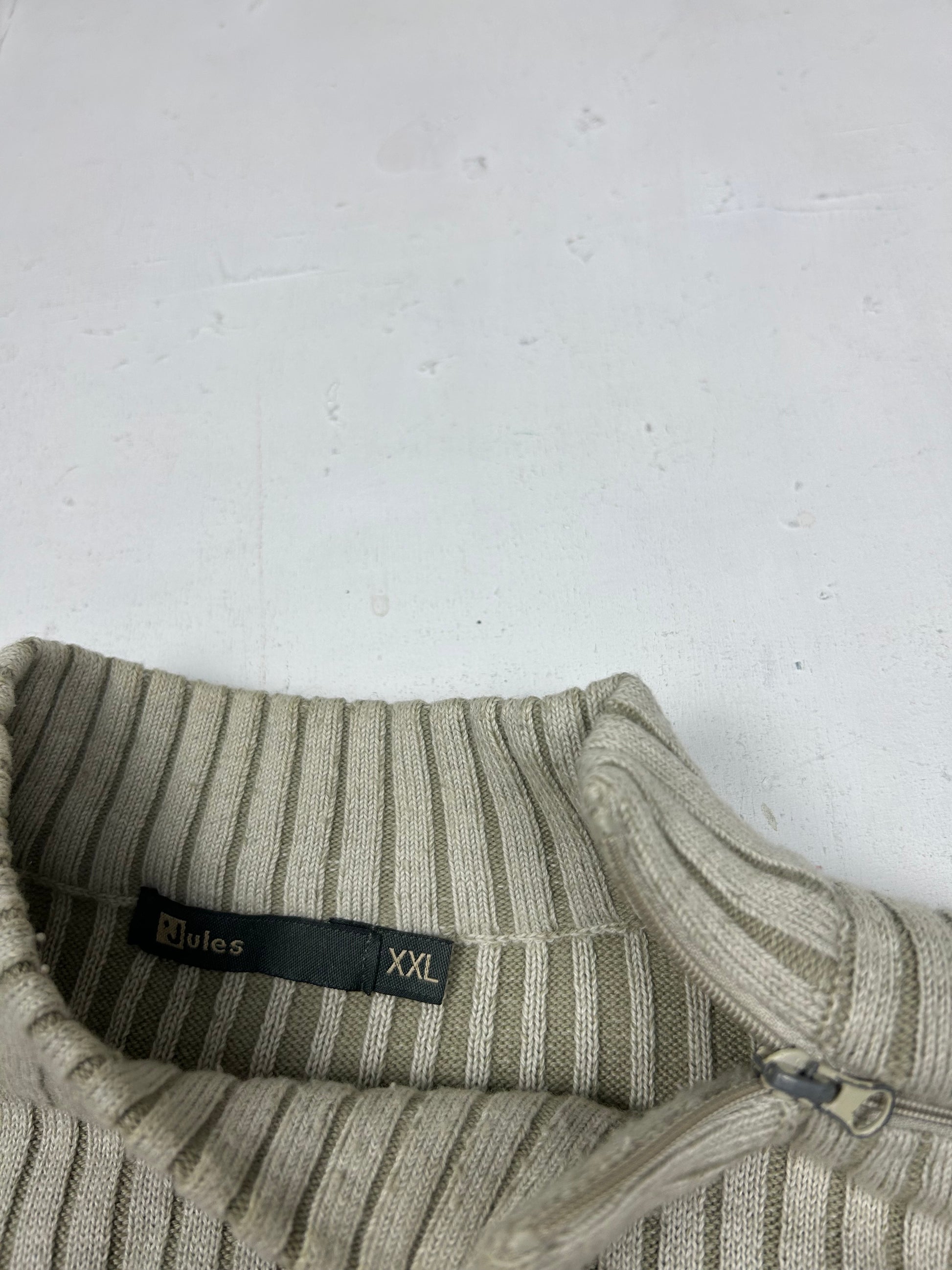 Beige zip ribbed jumper (XXL)