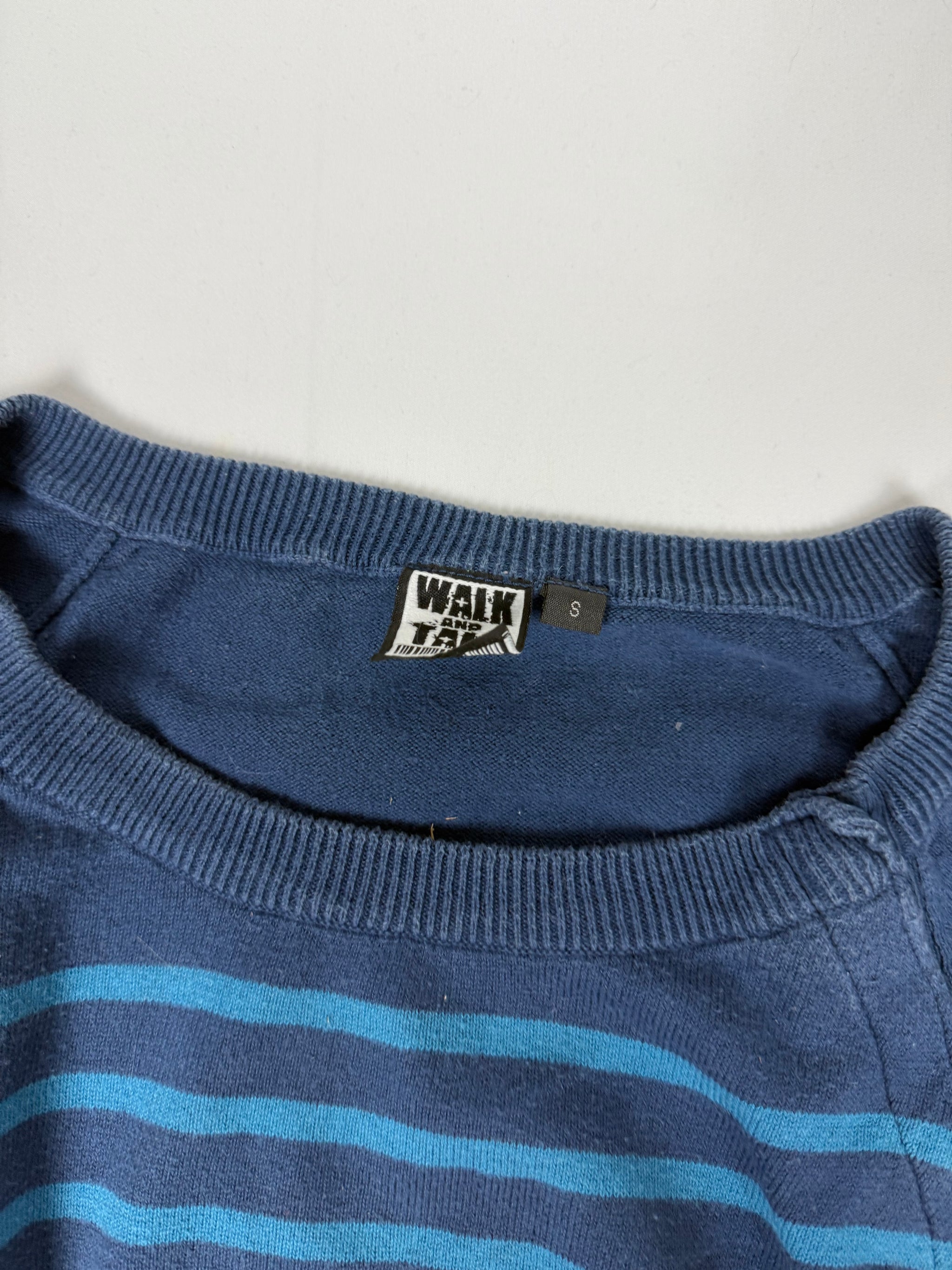 Blue cotton striped jumper (S)