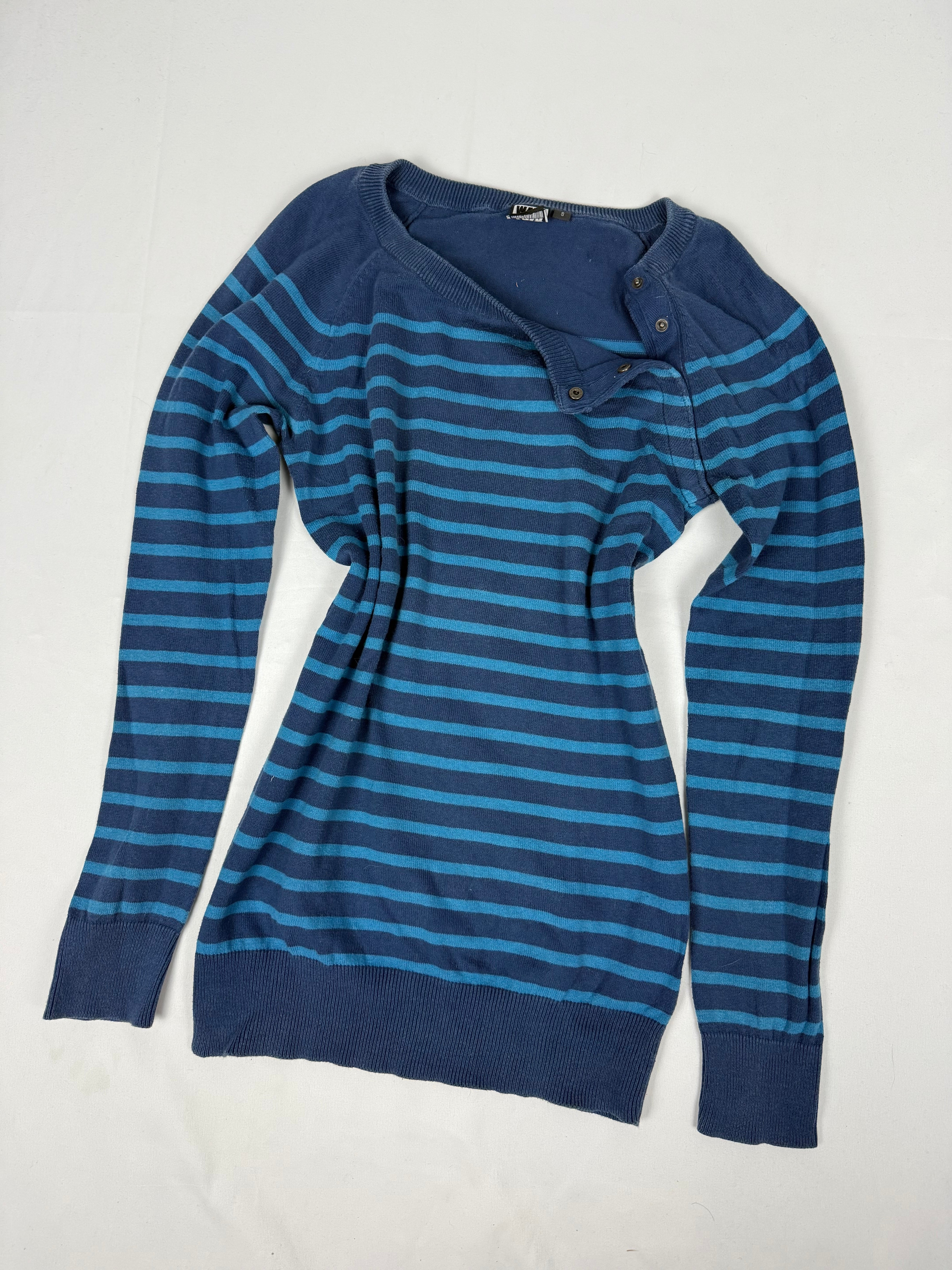 Blue cotton striped jumper (S)