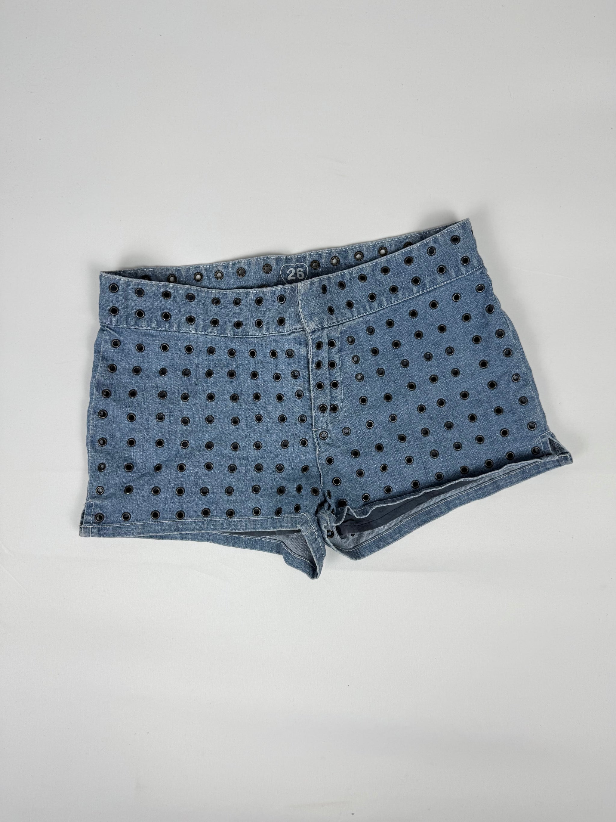 Blue denim low rise mini short