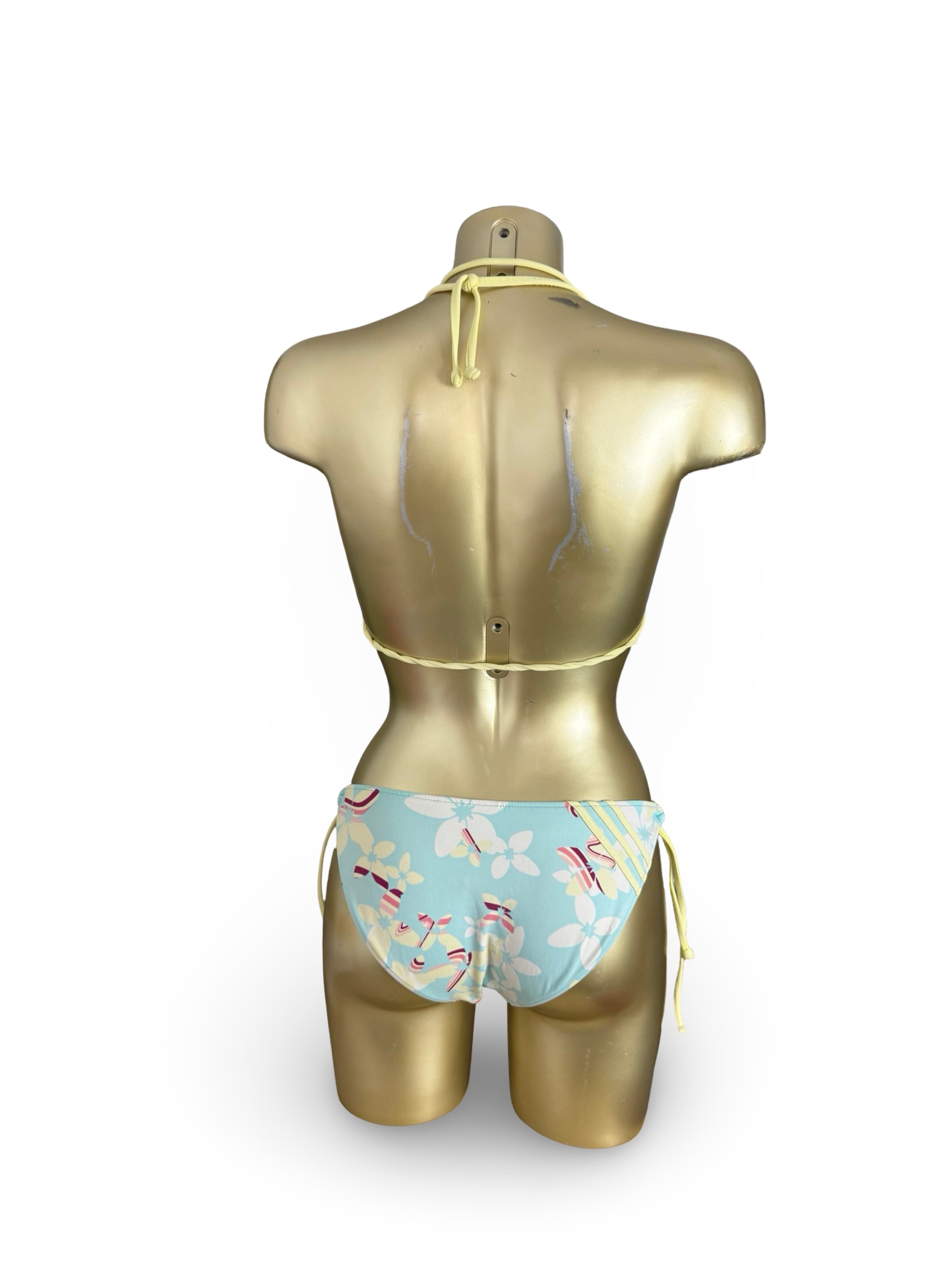Baby blue floral low rise bikini set (M)