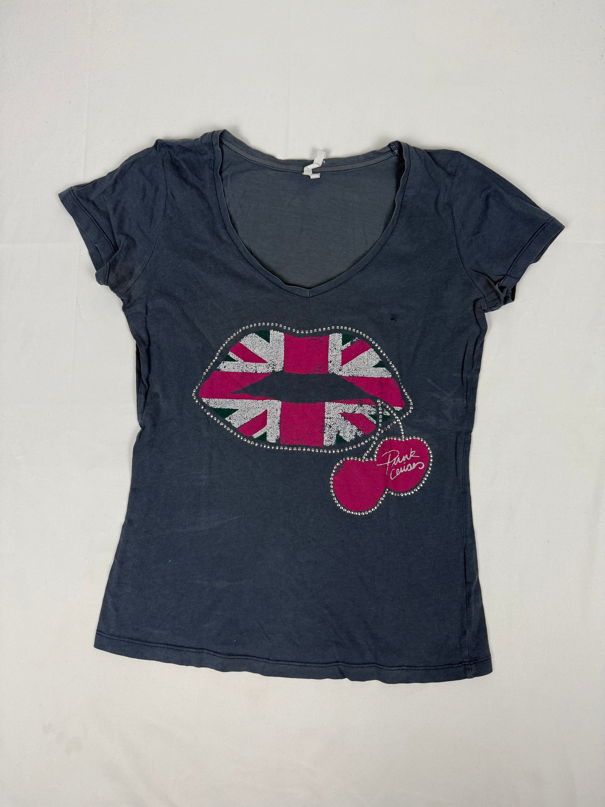 Grey cherry logo tight fit tee (M/L)