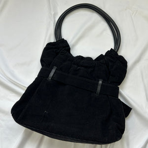 Black ribbed velvet shoulder bag
