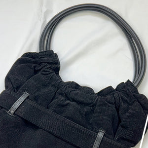 Black ribbed velvet shoulder bag