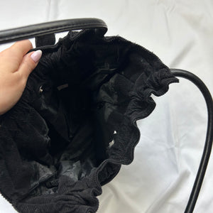 Black ribbed velvet shoulder bag