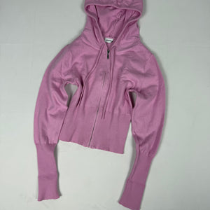Pink tight fit crop hooded jumper (XS)