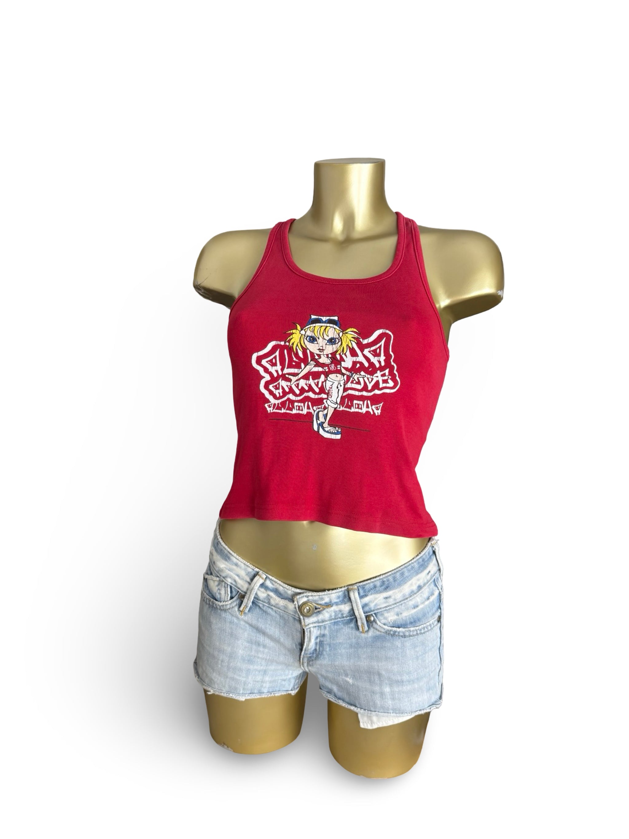 Red graphic tank top (S)