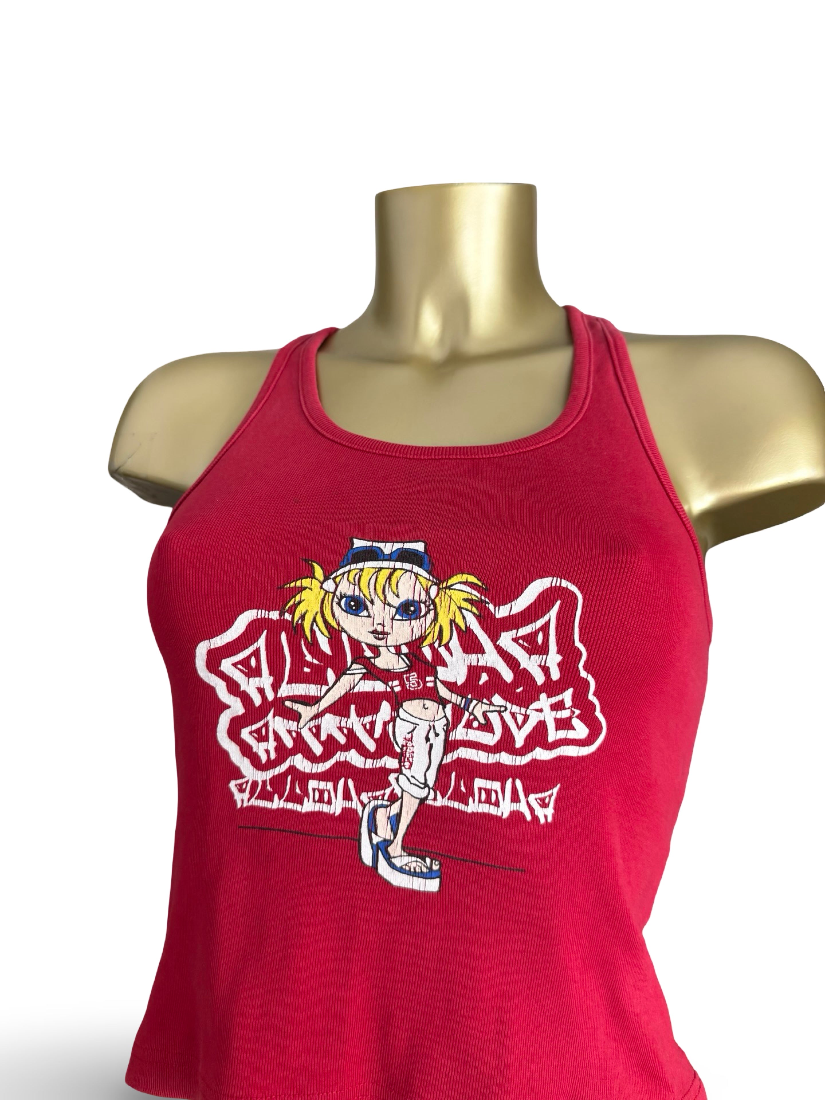 Red graphic tank top (S)