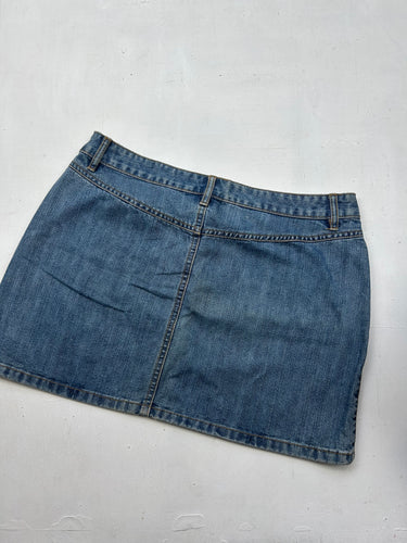 Blue denim low rise mini skirt (M)