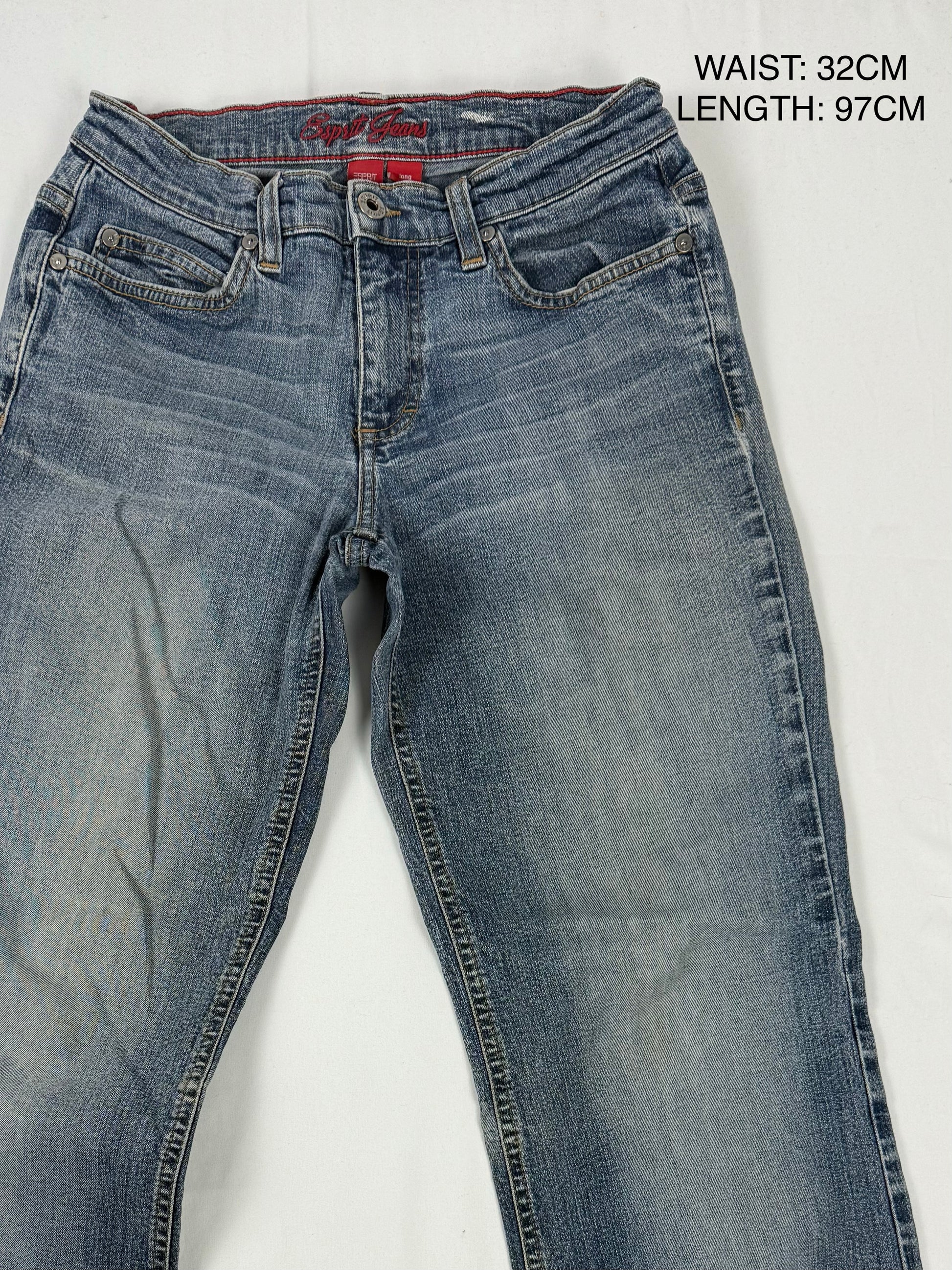 Blue low rise flared pants (S)