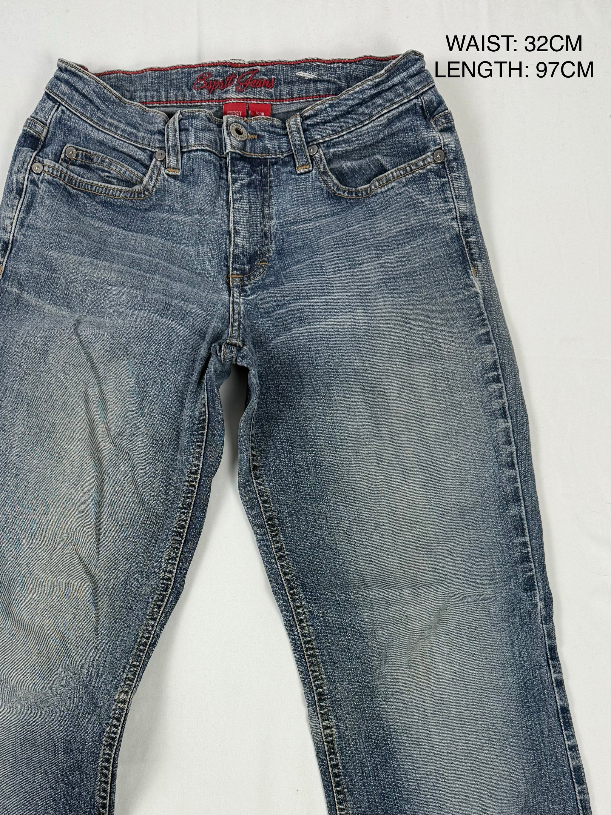 Blue low rise flared pants (S)