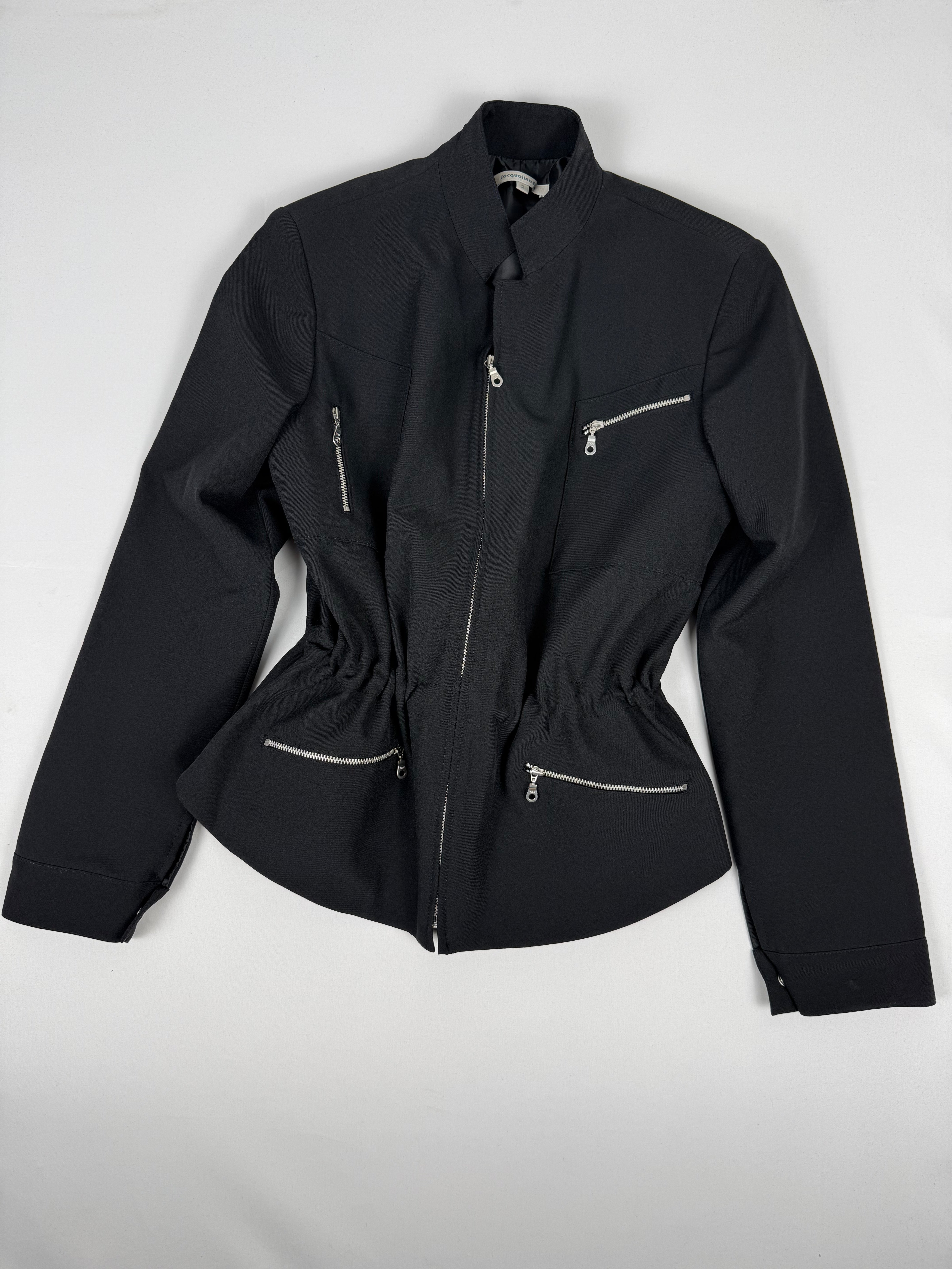 Black zip up office blazer jacket (M)