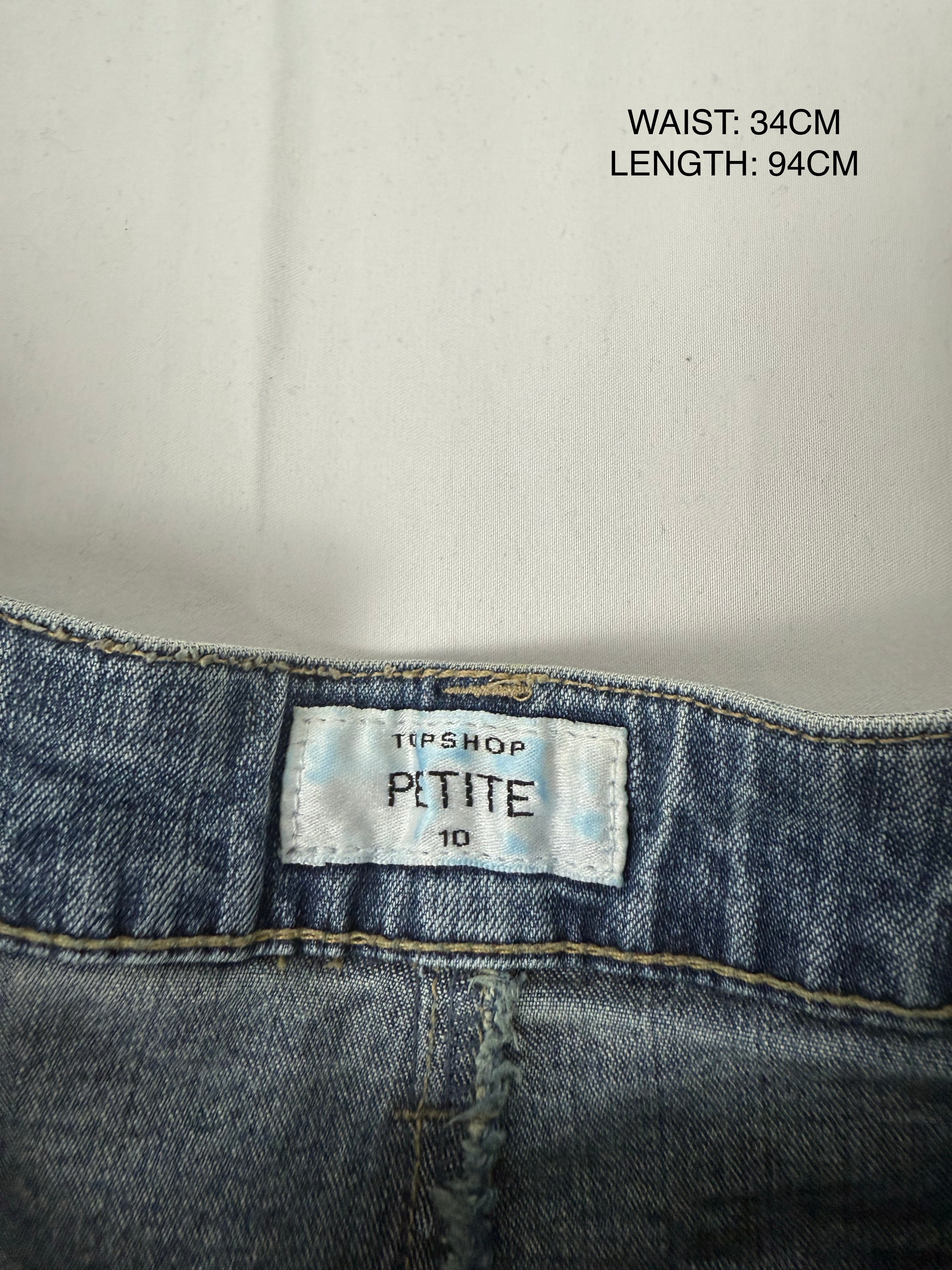 Blue denim low rise flared pants (S/M)