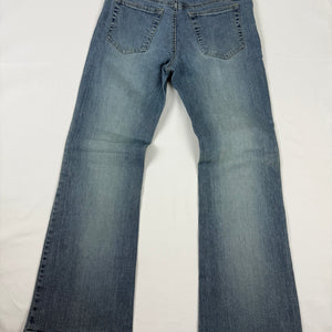 Blue denim low rise flared pants (S/M)