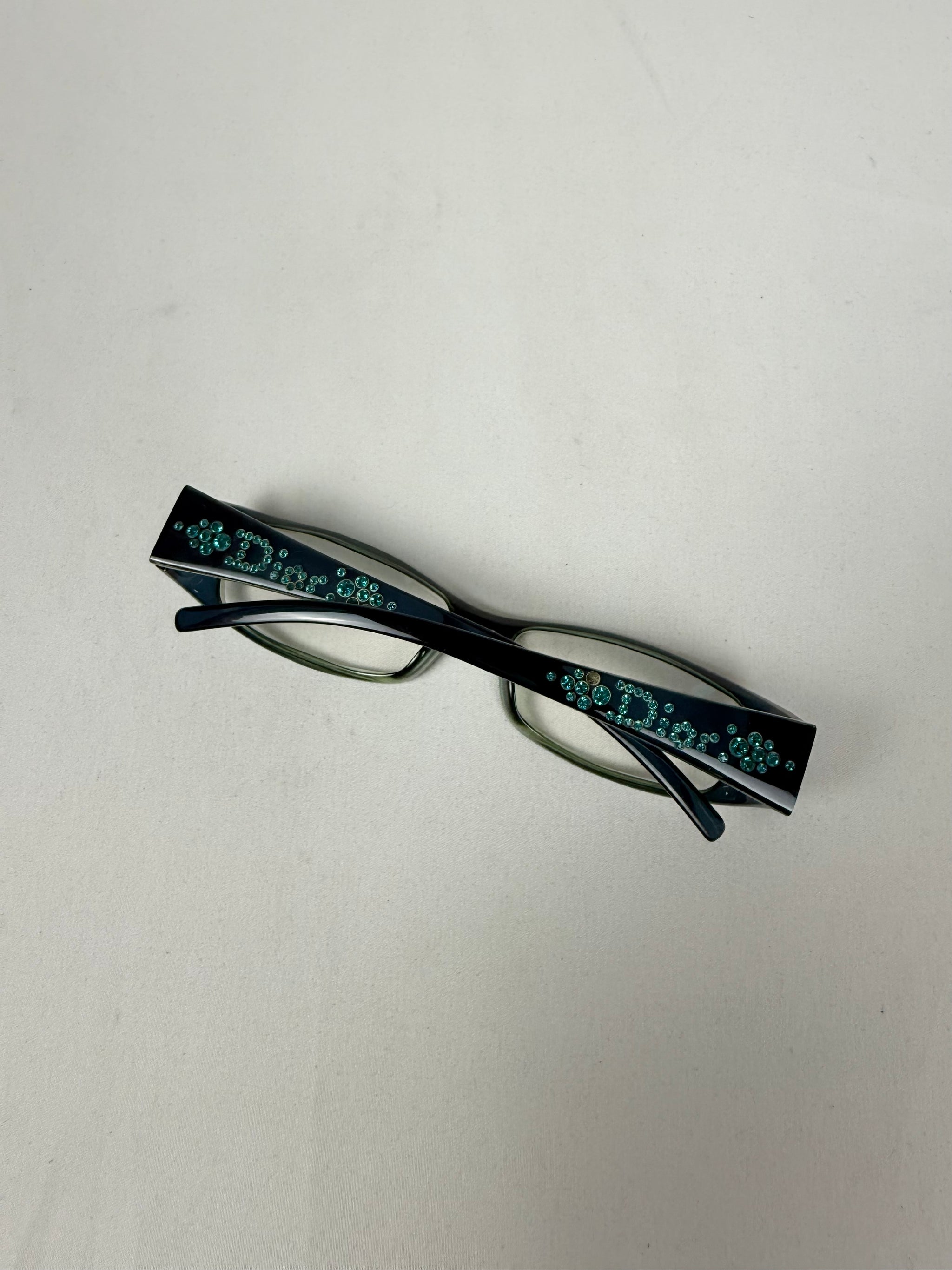 Black rhinestones office glasses (with prescription)