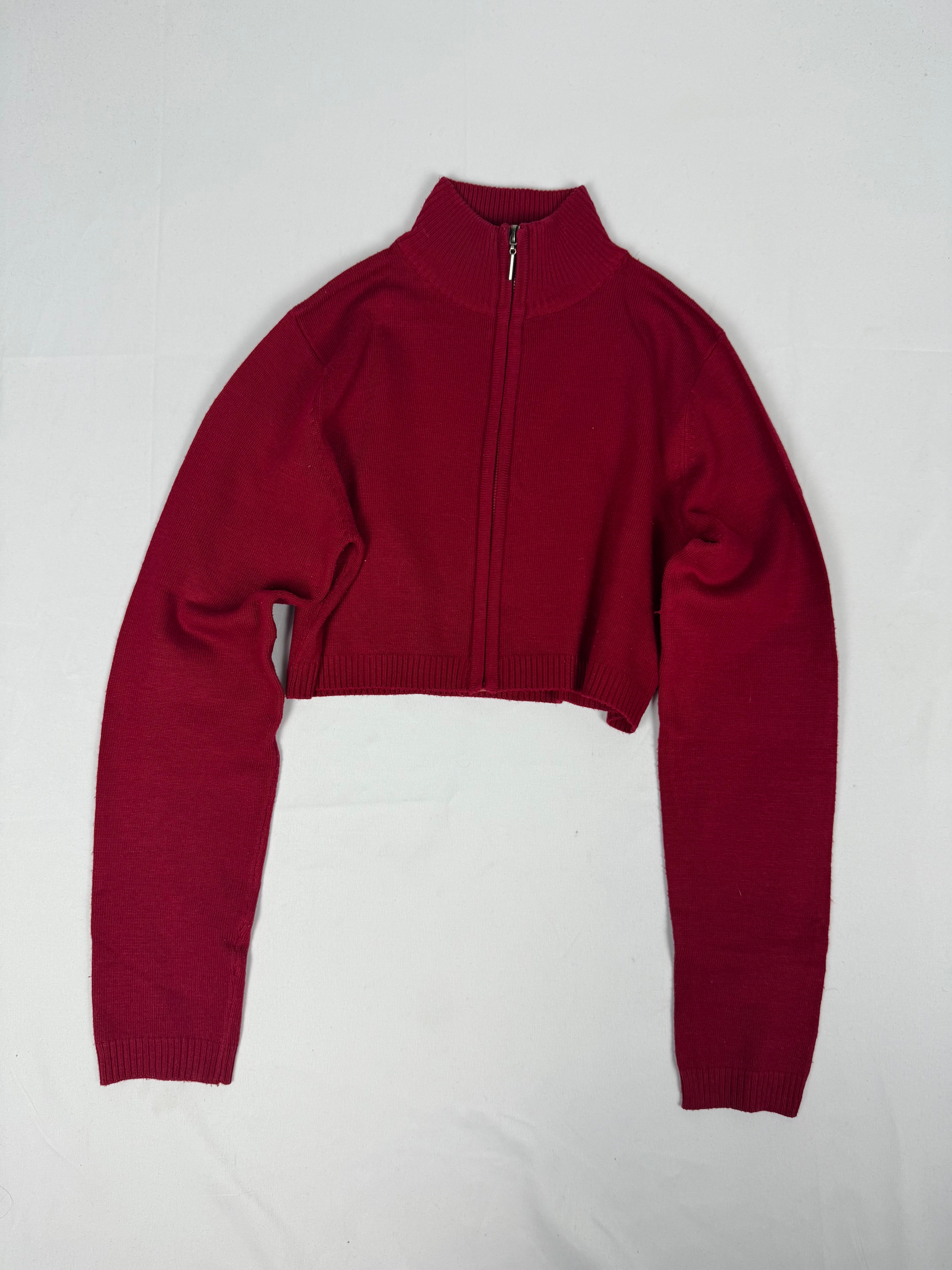 Mini-robe en maille grise à manches courtes avec nouage (S)