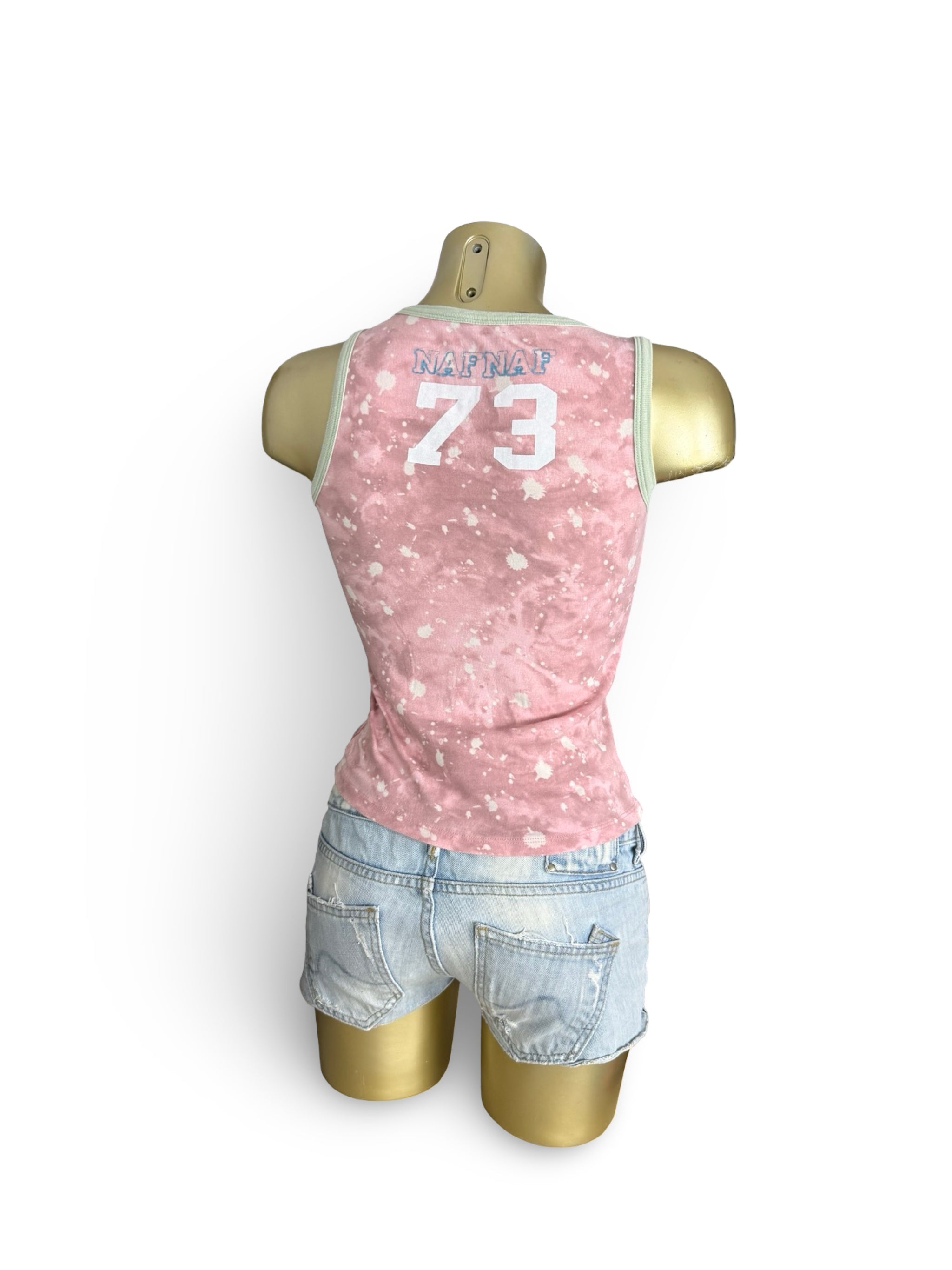 Pink graphic cotton tank top (S)