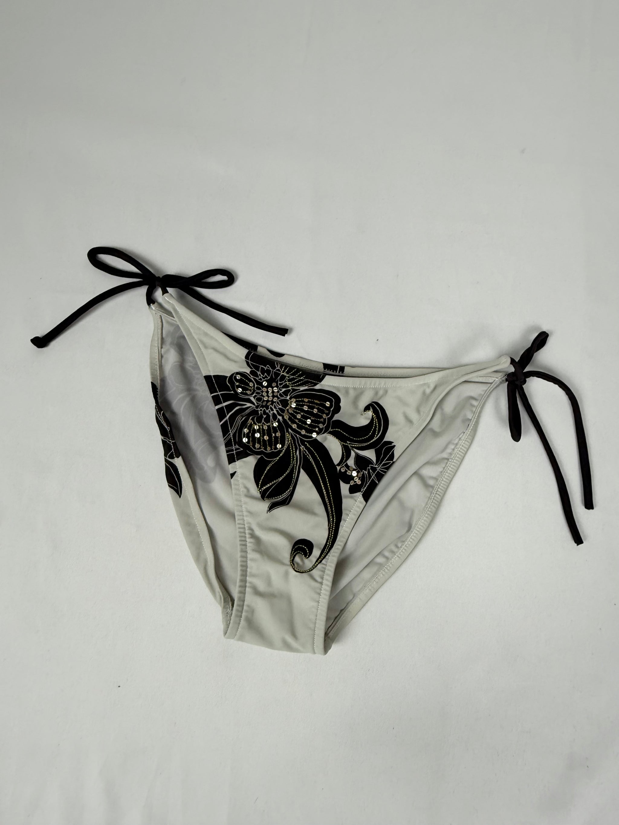 White floral sequins bikini bottom (L)