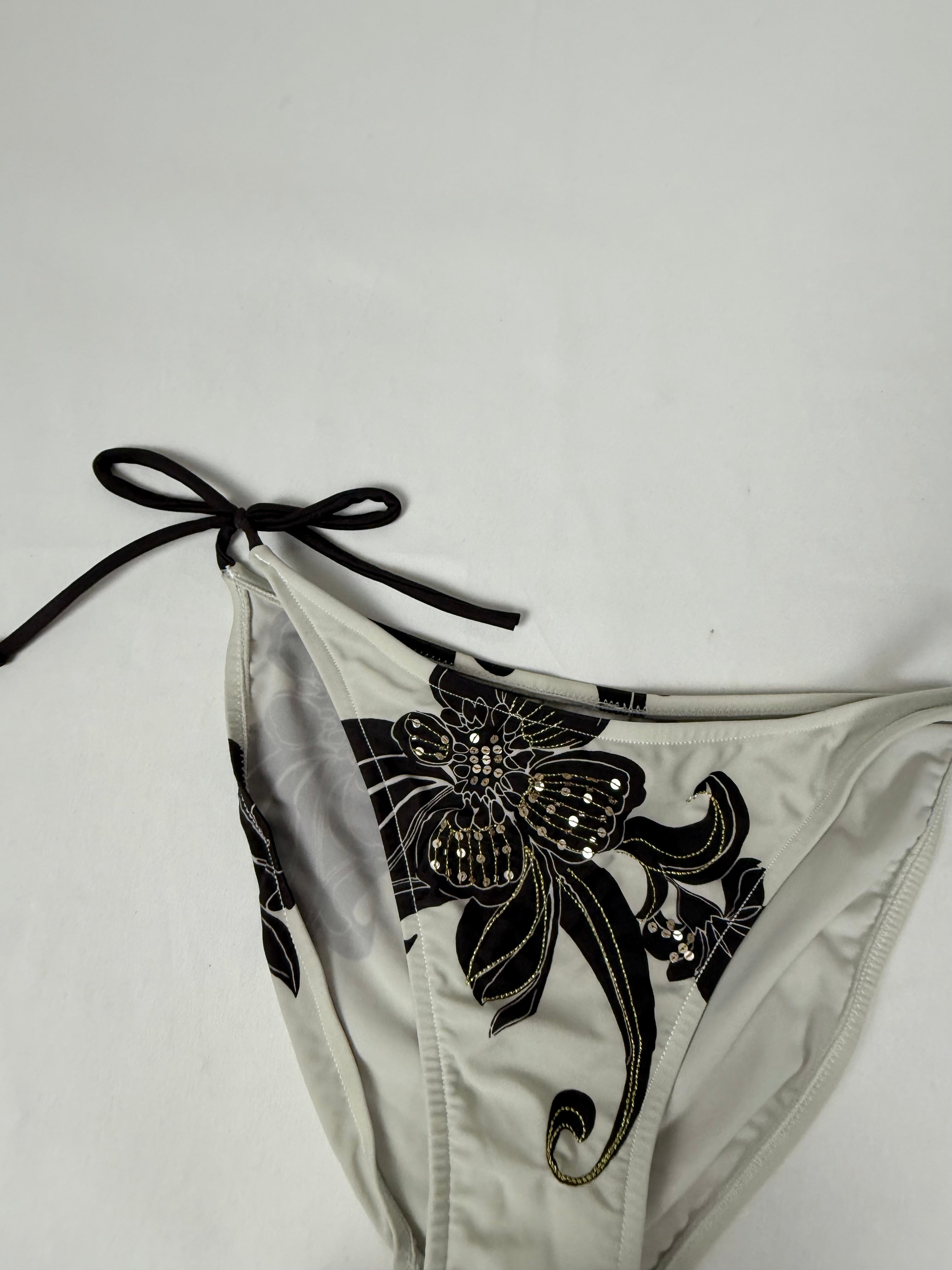 White floral sequins bikini bottom (L)