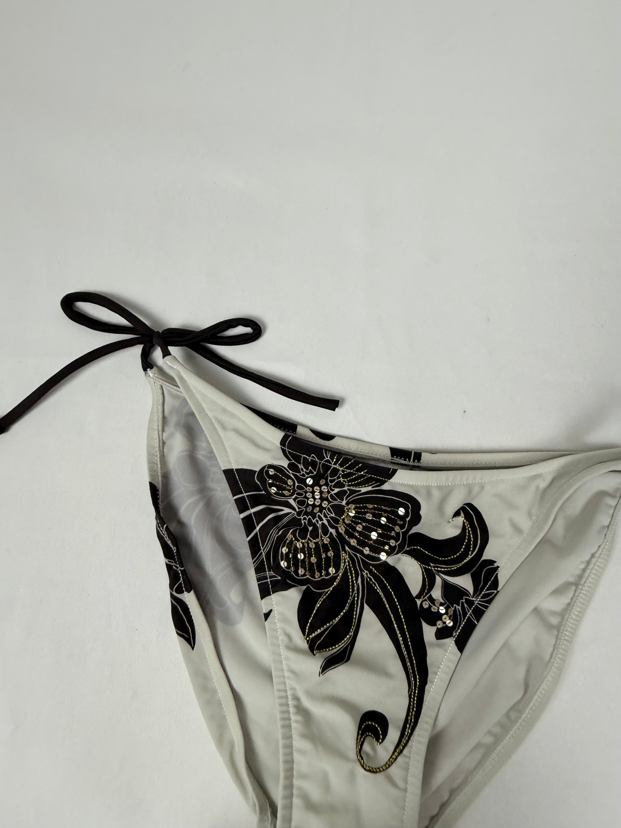 White floral sequins bikini bottom (L)