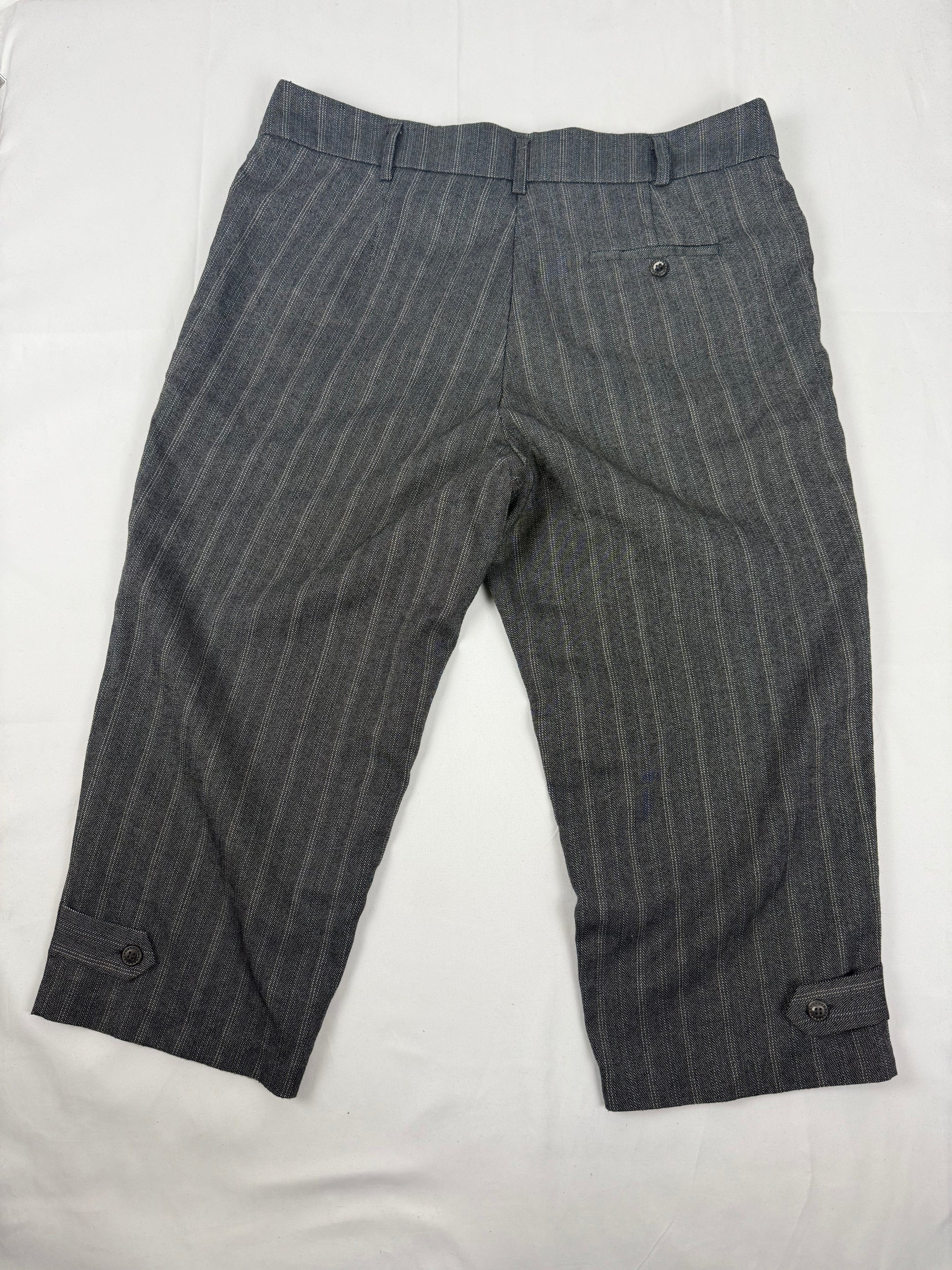 Grey striped low rise office capri pants (XXL)