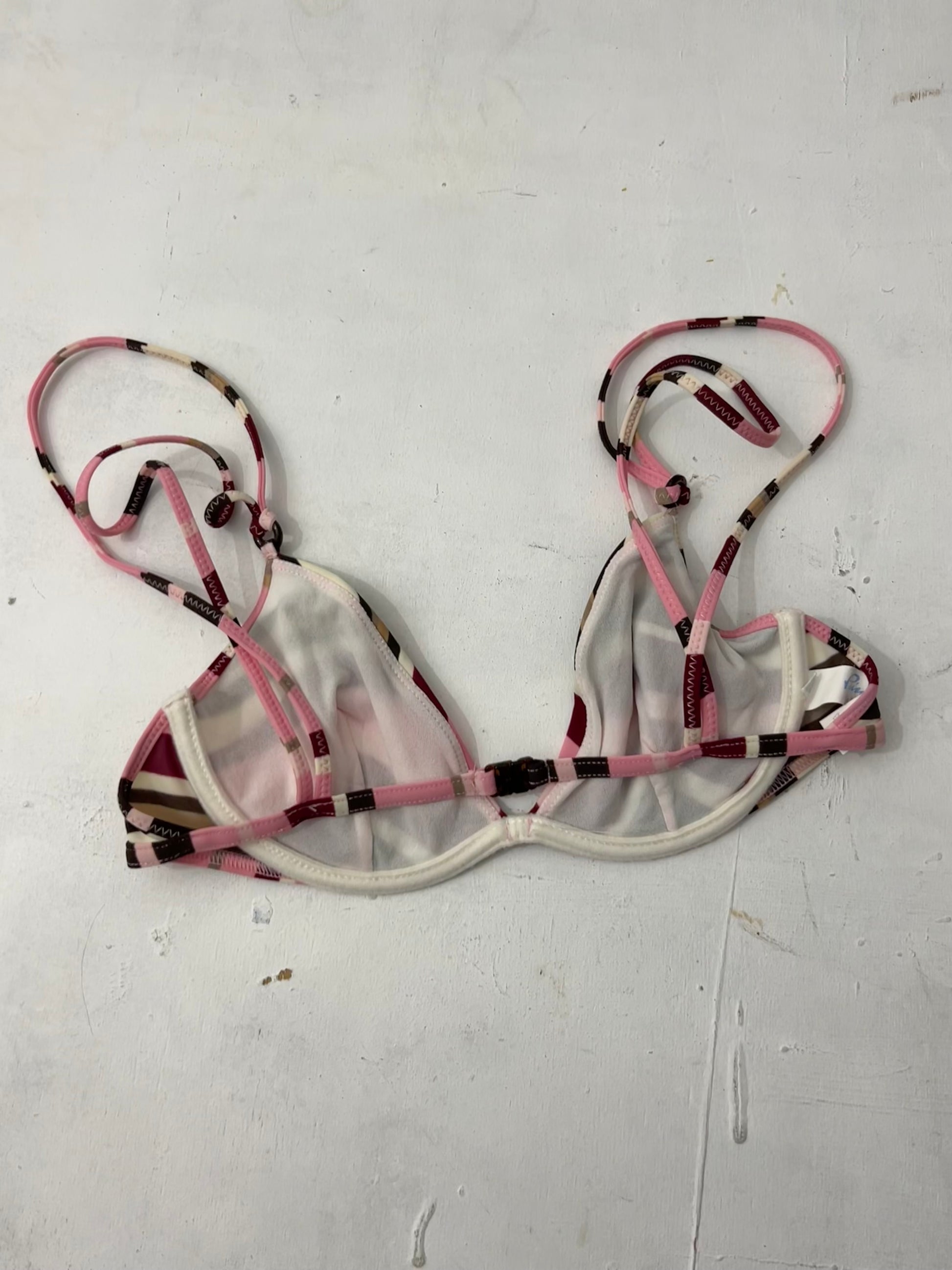 Graphic print pink y2k bikini top (85B)