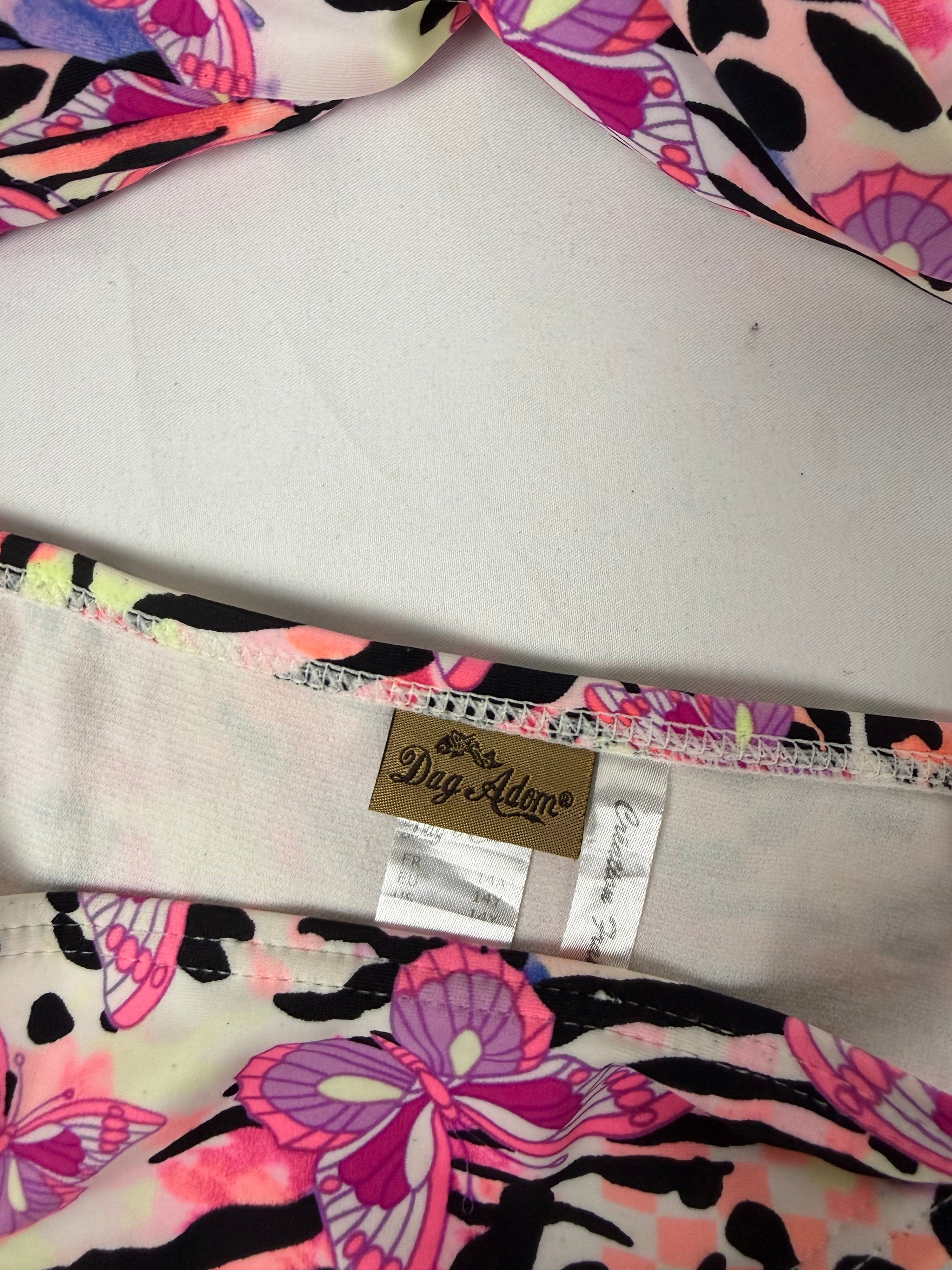 Pink butterflies graphic low rise bikini set (S)
