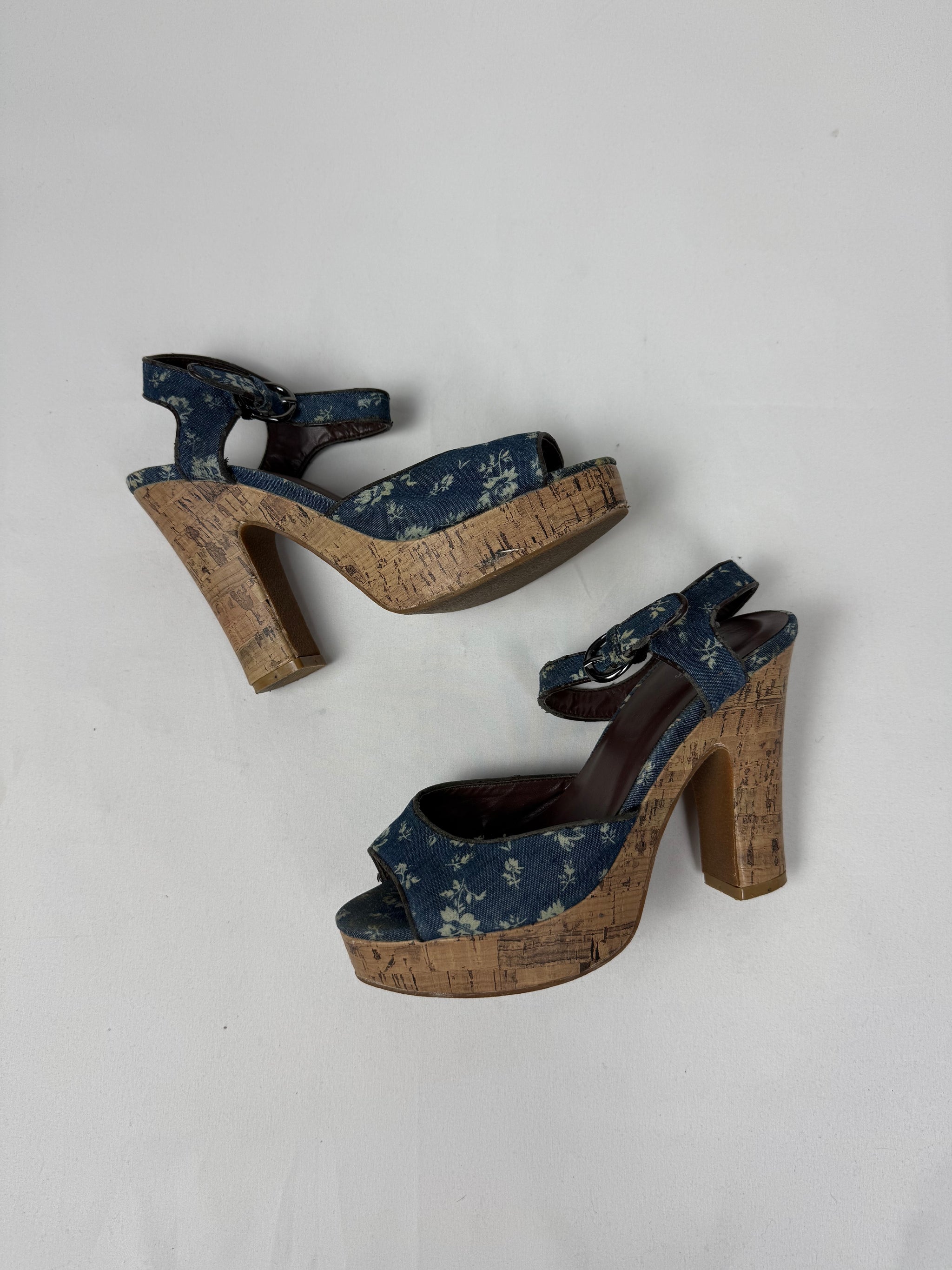 Blue floral wood heels (37)