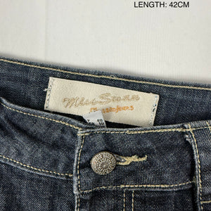 Navy denim pleated low rise mini skirt (M/L)