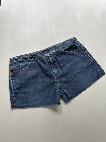 Light blue denim low rise mini short (M)