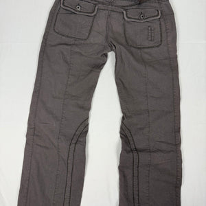 Brown check print cotton low rise baggy pants (L)