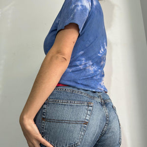 Blue tie & dye super stretchy tee (M)