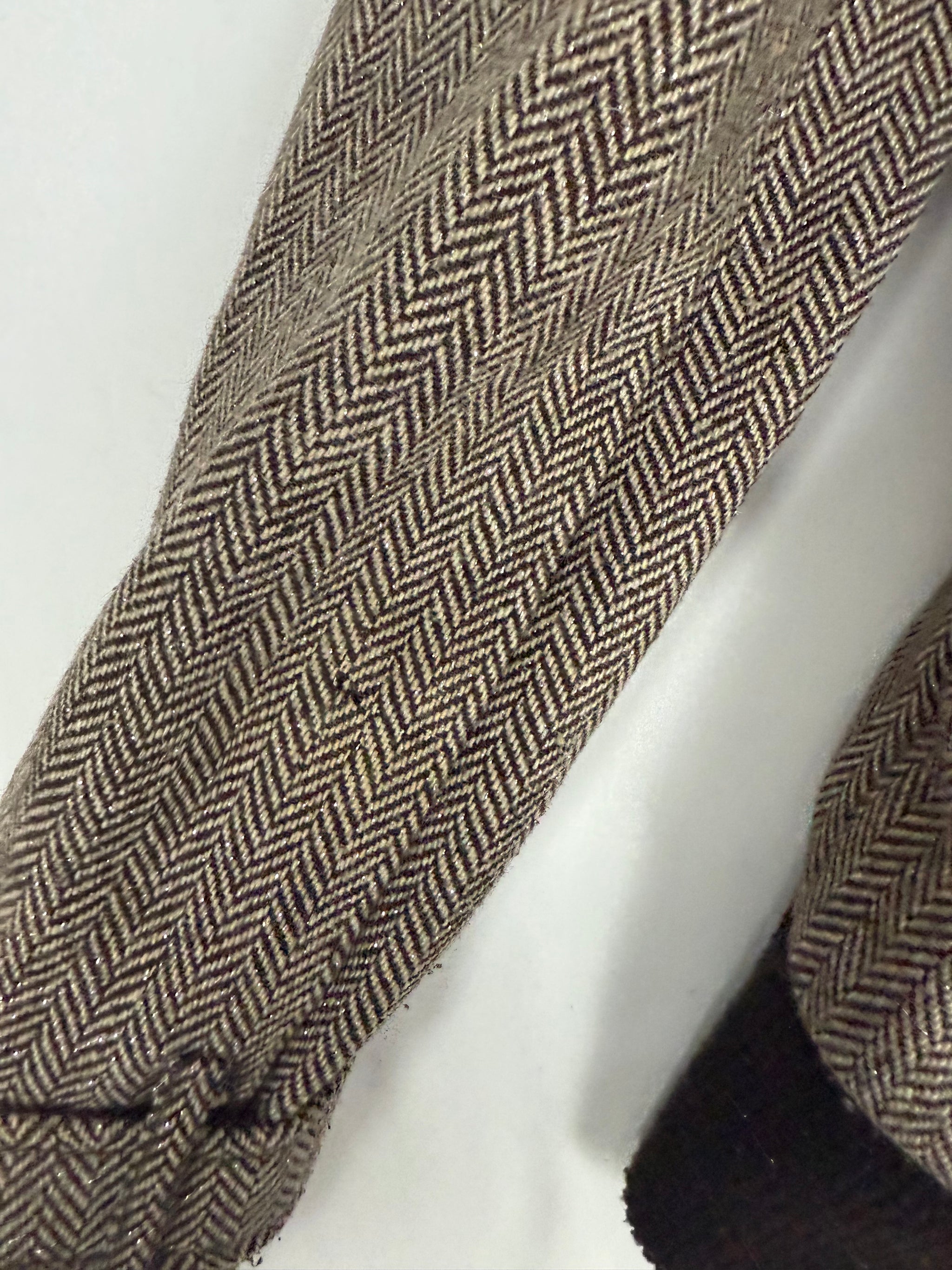 Brown check print biker jacket (M)