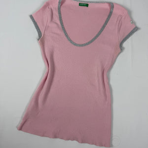 Baby pink cotton ribbed tight fit tee (M)