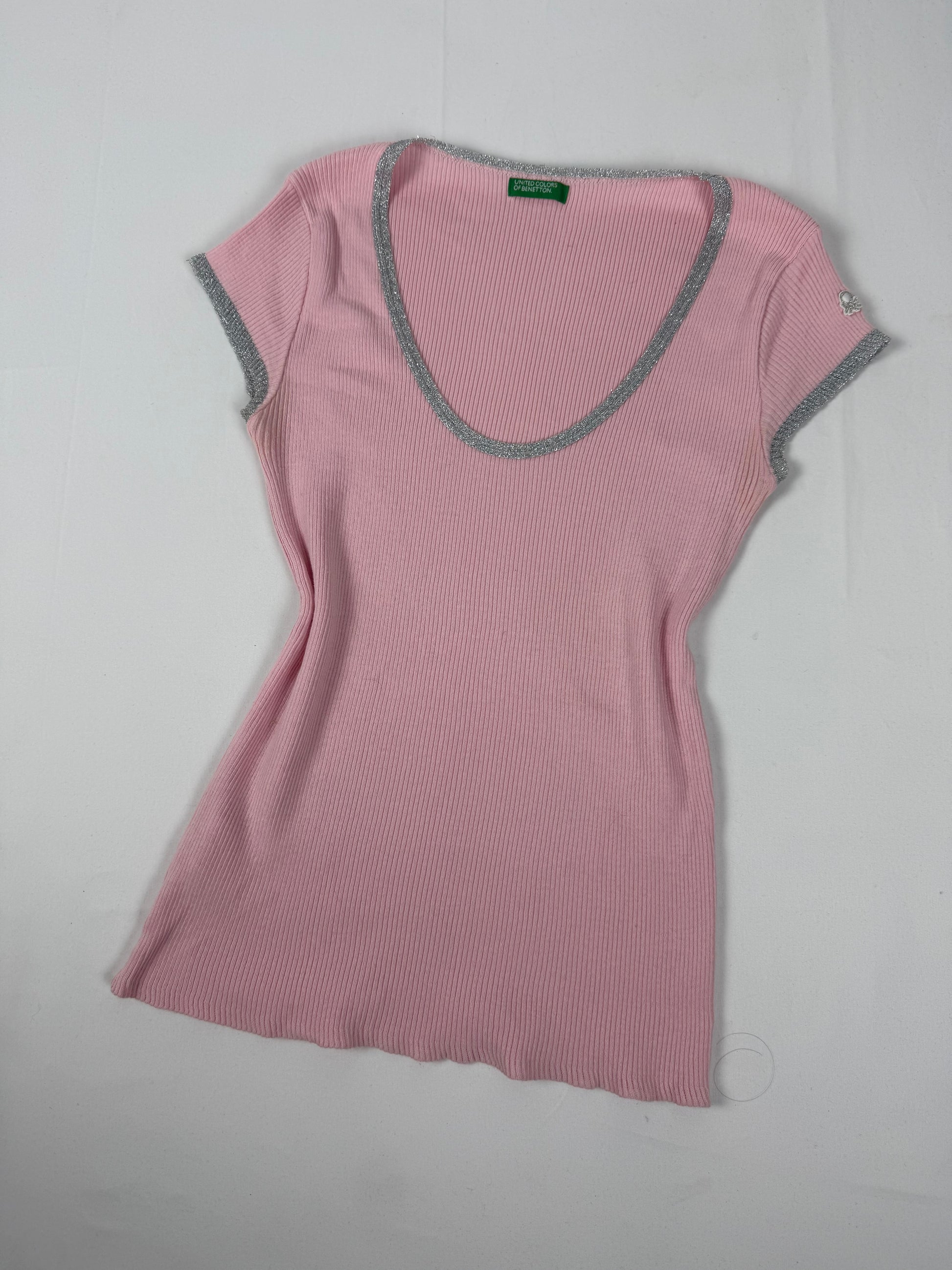 Baby pink cotton ribbed tight fit tee (M)