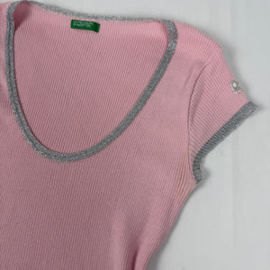 Baby pink cotton ribbed tight fit tee (M)