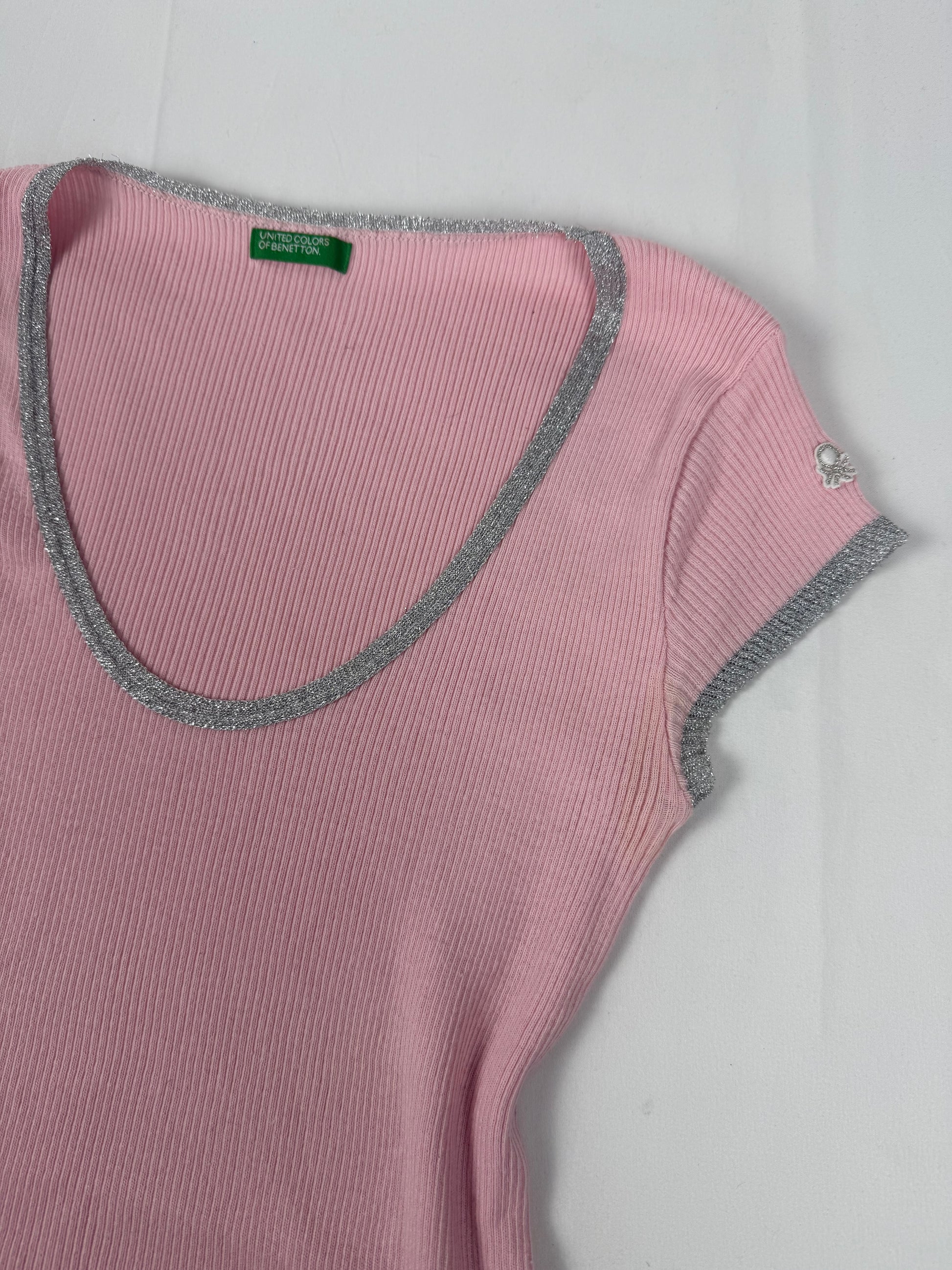 Baby pink cotton ribbed tight fit tee (M)