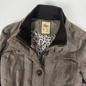 Brown check print biker jacket (M)