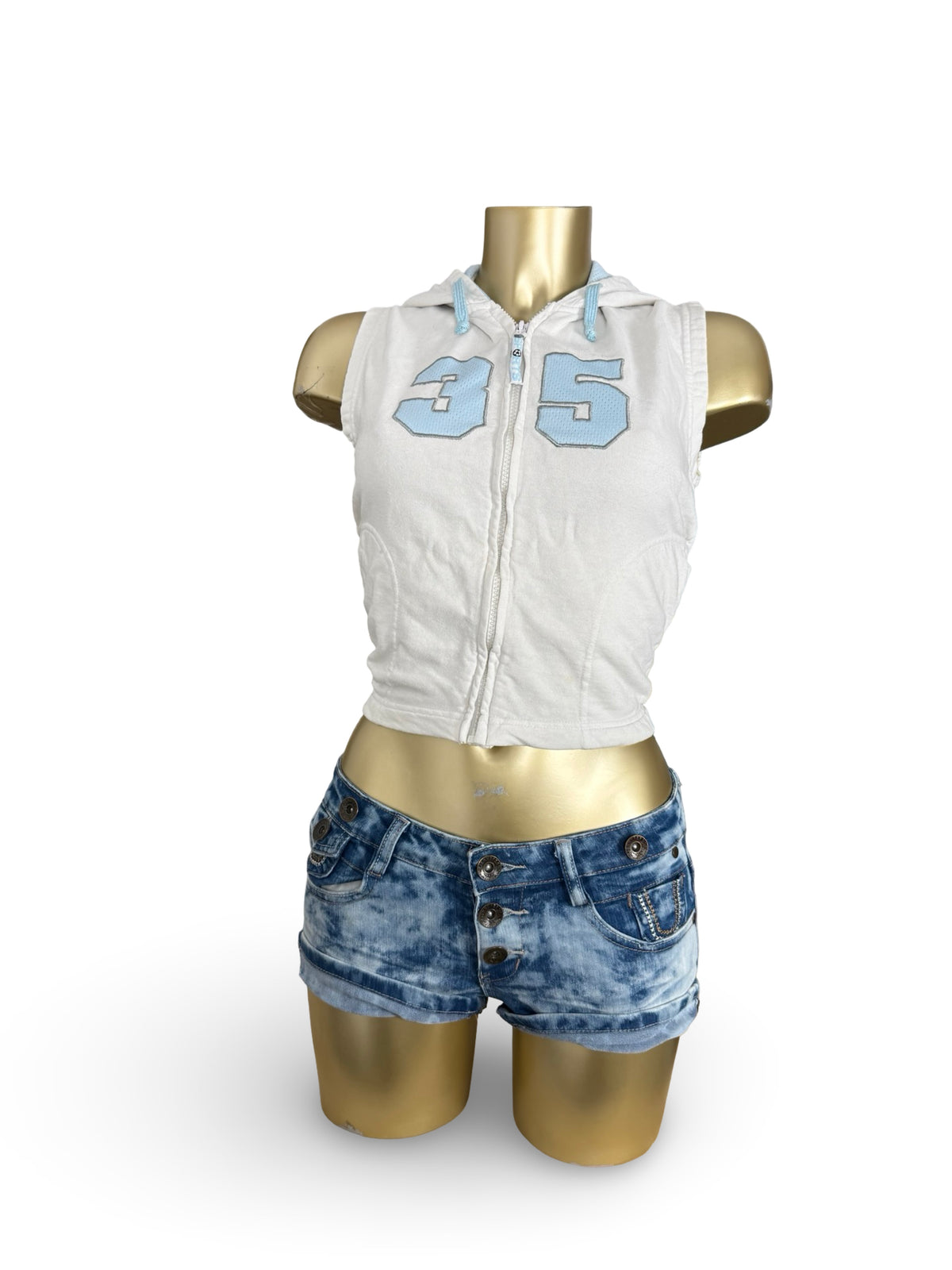 White hooded zip up top (XS)