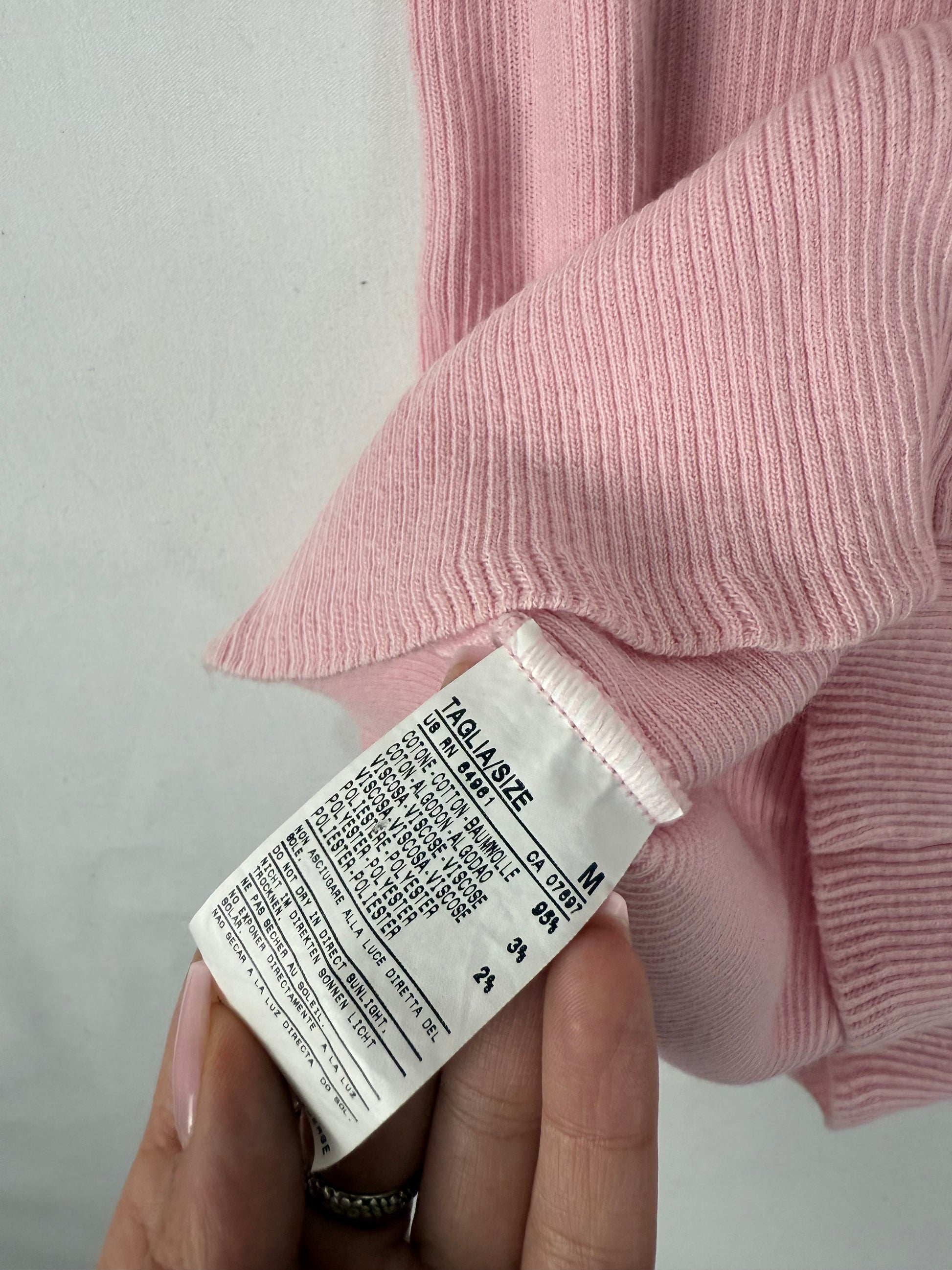 Baby pink cotton ribbed tight fit tee (M)