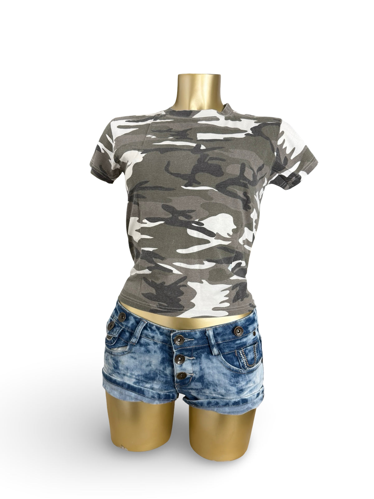 Khaki camo cotton tee (S)